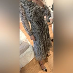 SALONI black and white The ISABEL Midi Dress size 6